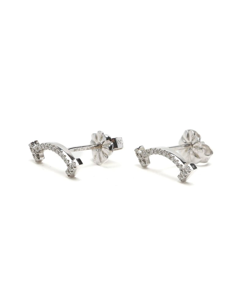 Tiffany & Co T Smile White Gold Diamond Earrings