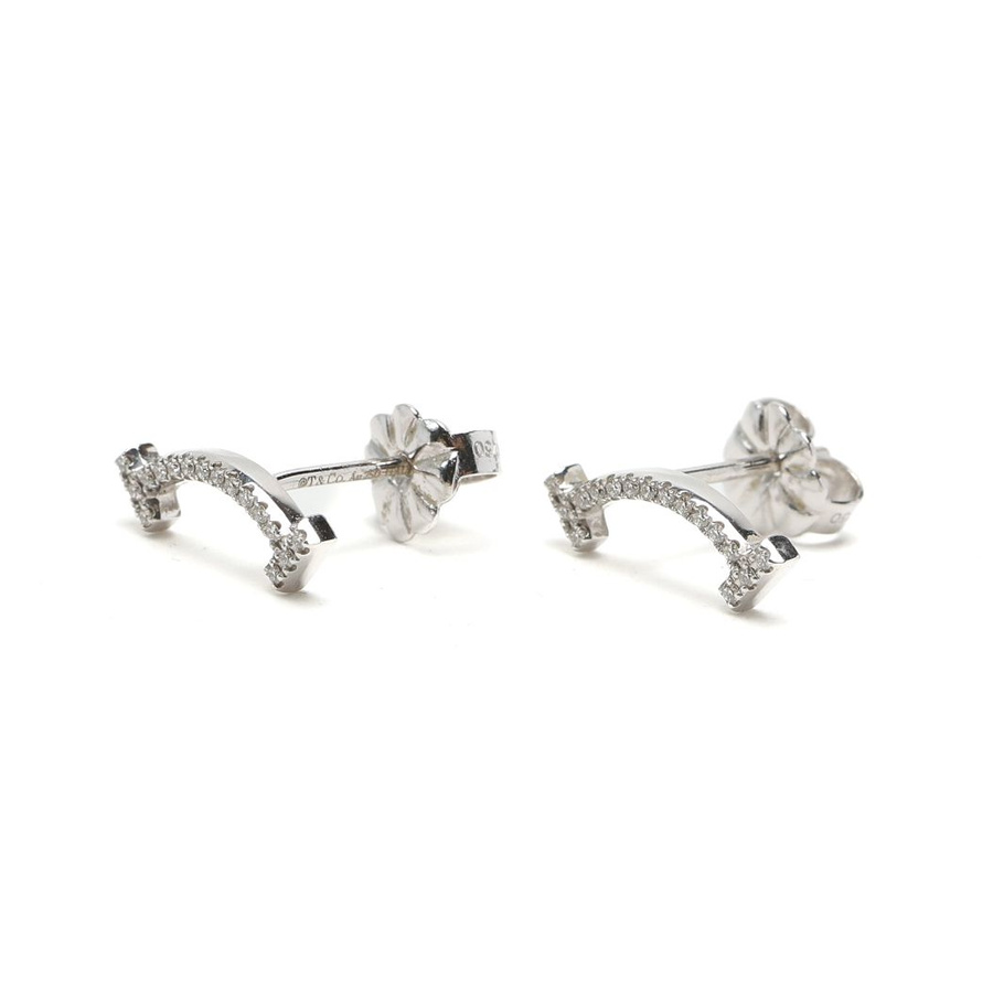 Tiffany & Co T Smile White Gold Diamond Earrings