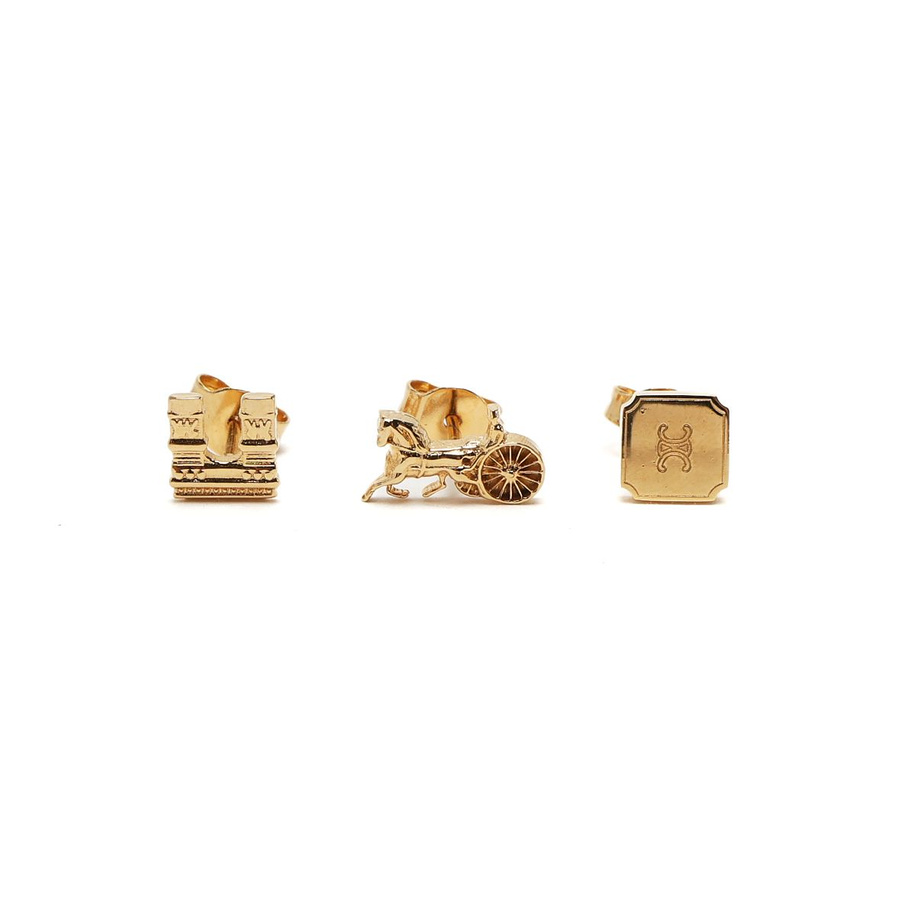 Céline 3-piece set, Horse Carriage, Triomphe and Logo Earrings