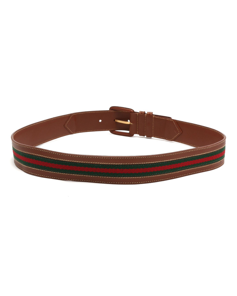 Gucci Web Leather Belt, Size 80