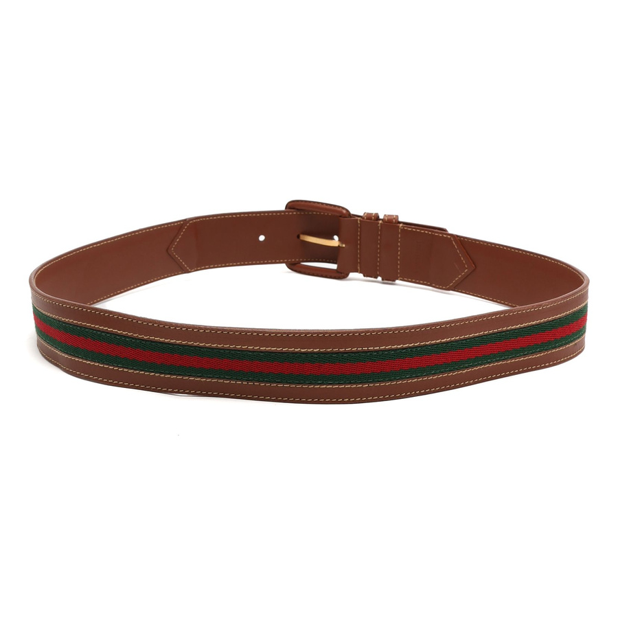 Gucci Web Leather Belt, Size 80