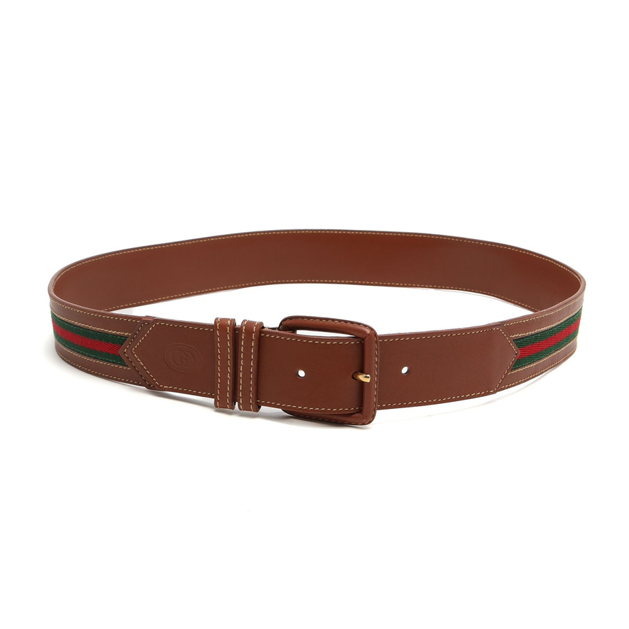 Gucci Web Leather Belt, Size 80