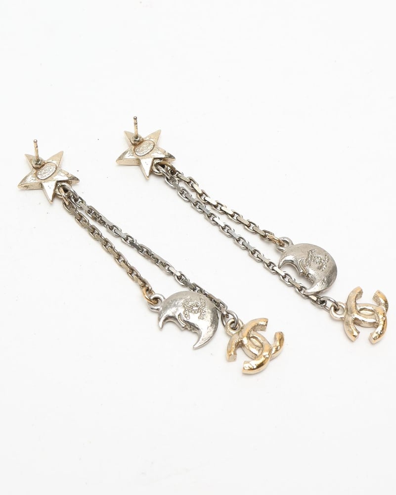 Chanel Star Moon Rhinestone Earrings