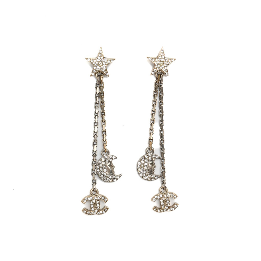 Chanel Star Moon Rhinestone Earrings