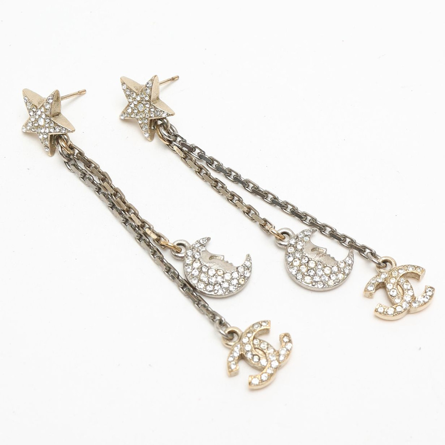 Chanel Star Moon Rhinestone Earrings