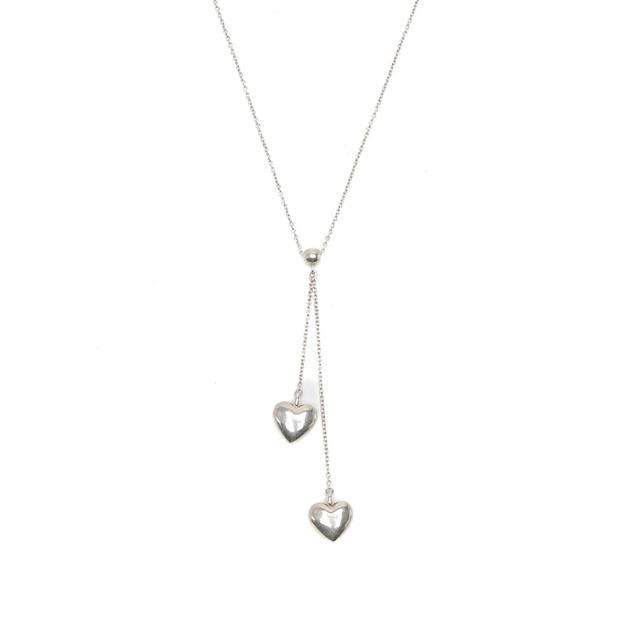 Tiffany & Co Double Drop Dangling Heart Lariat Necklace