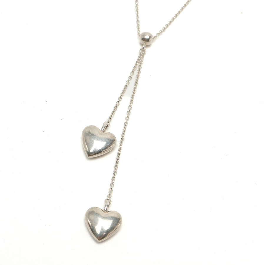 Tiffany & Co Double Drop Dangling Heart Lariat Necklace