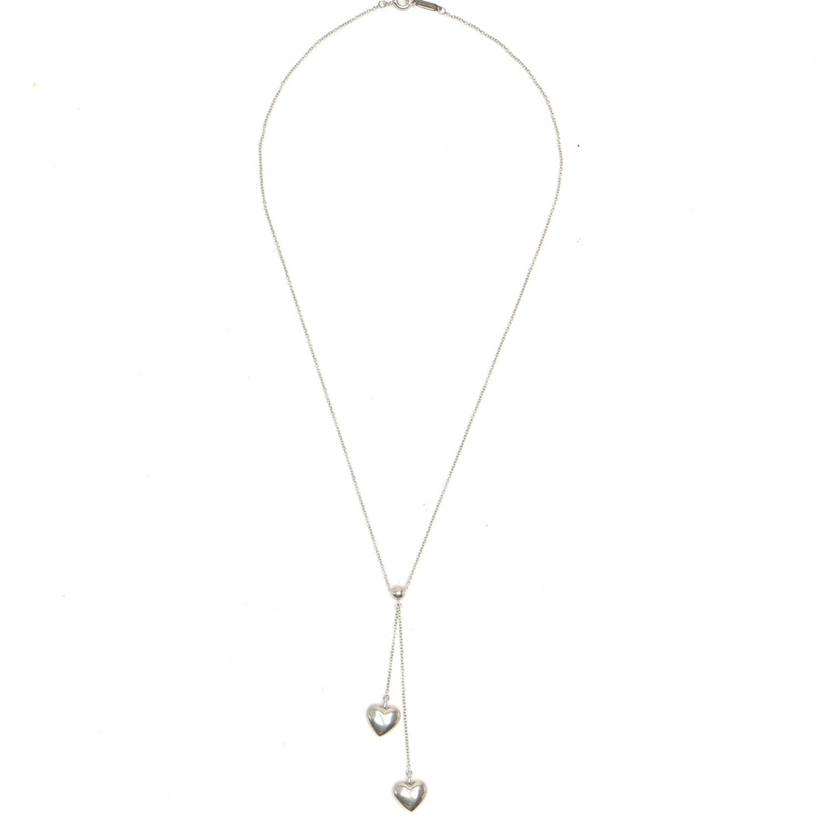 Tiffany & Co Double Drop Dangling Heart Lariat Necklace