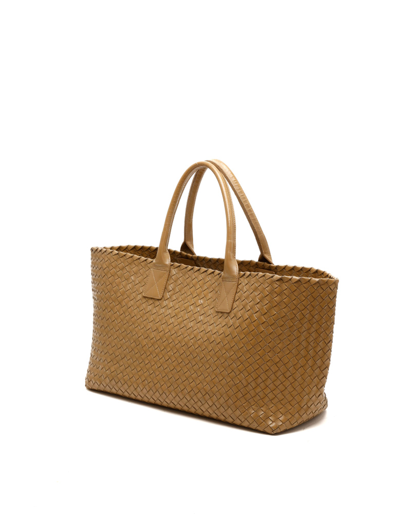 Bottega Veneta Patent Intrecciato Cabat MM Tote Bag