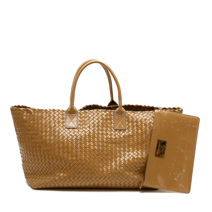 Bottega Veneta Patent Intrecciato Cabat GM Tote Bag