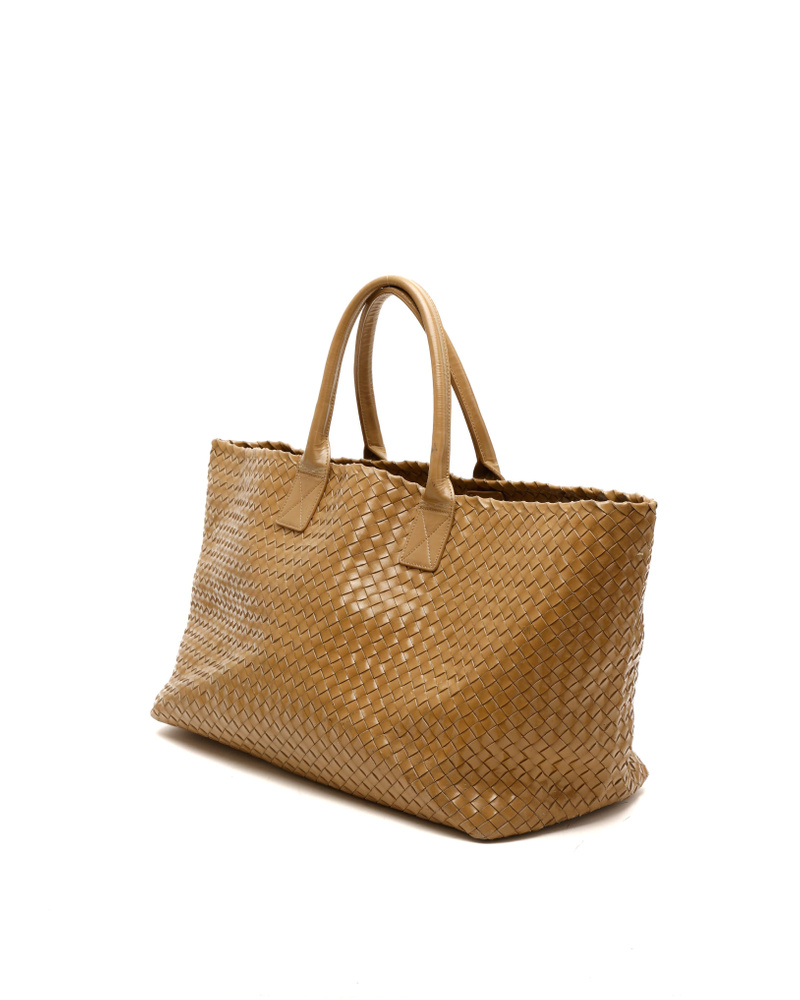 Bottega Veneta Patent Intrecciato Cabat GM Tote Bag