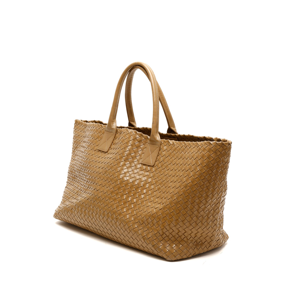 Bottega Veneta Patent Intrecciato Cabat GM Tote Bag