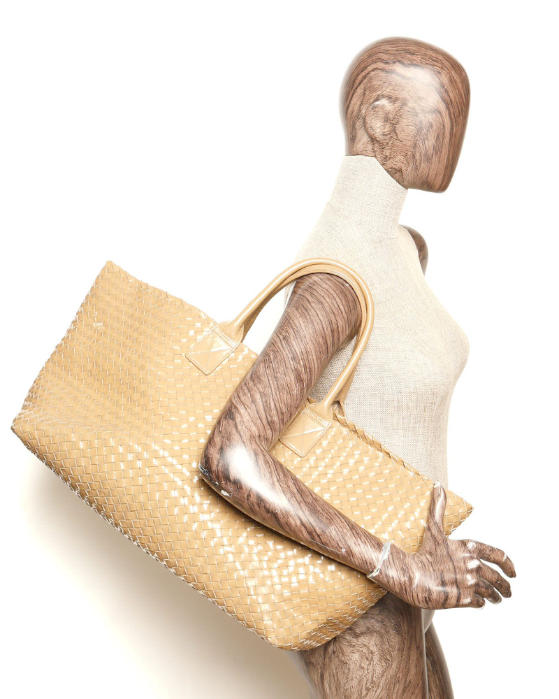 Bottega Veneta Patent Intrecciato Cabat GM Tote Bag