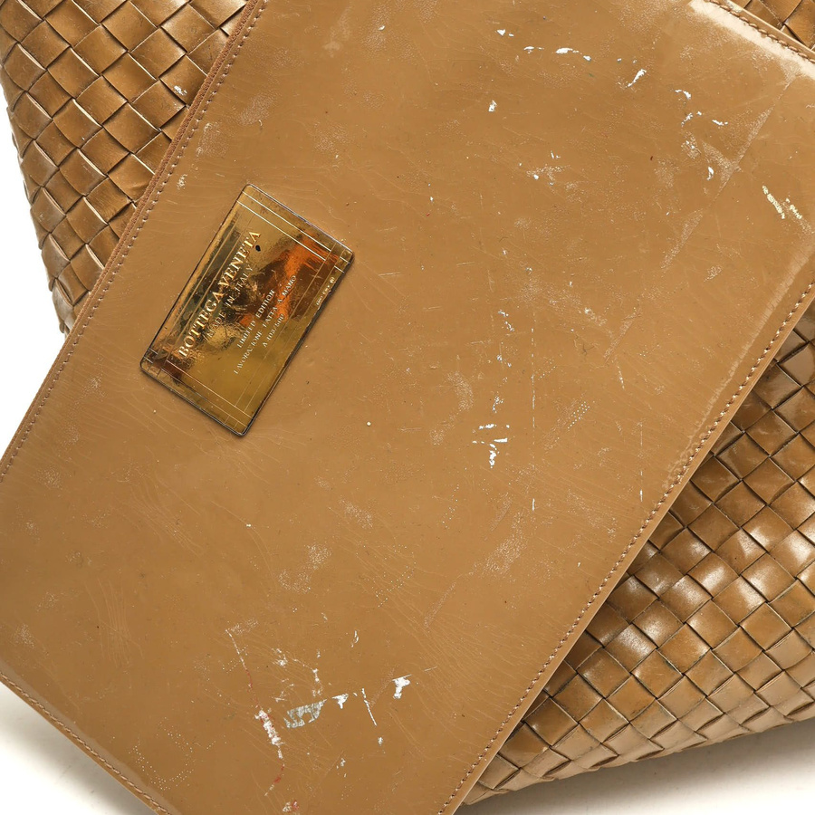 Bottega Veneta Patent Intrecciato Cabat GM Tote Bag