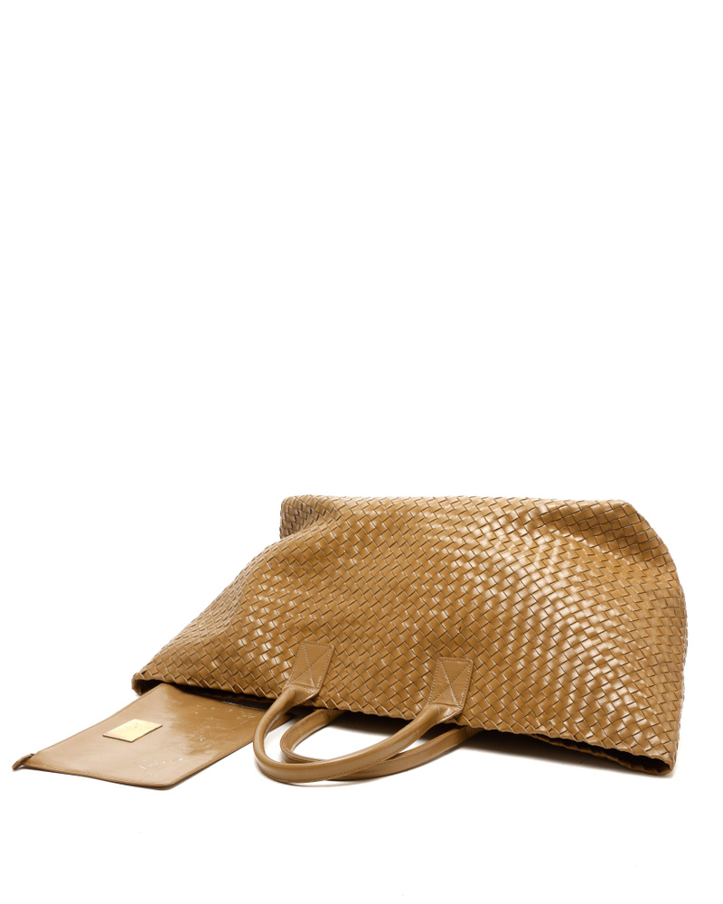Bottega Veneta Patent Intrecciato Cabat GM Tote Bag