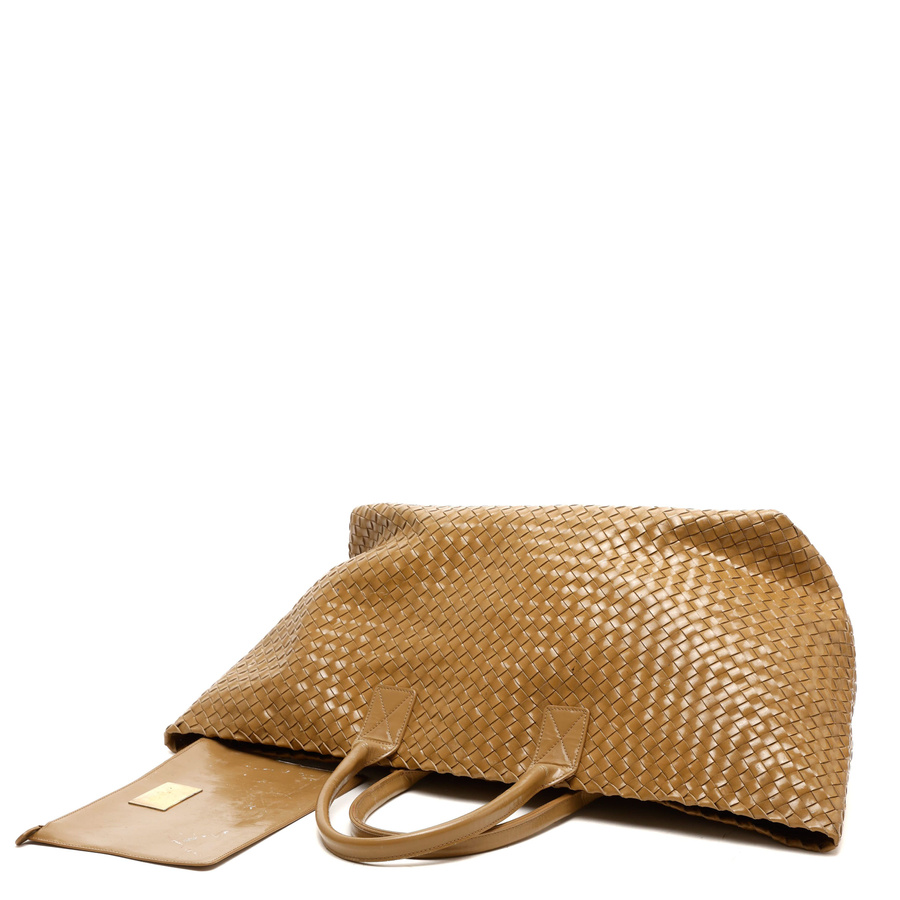 Bottega Veneta Patent Intrecciato Cabat GM Tote Bag