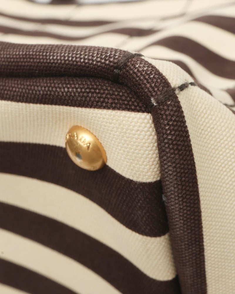Prada Canapa Striped Tote Bag