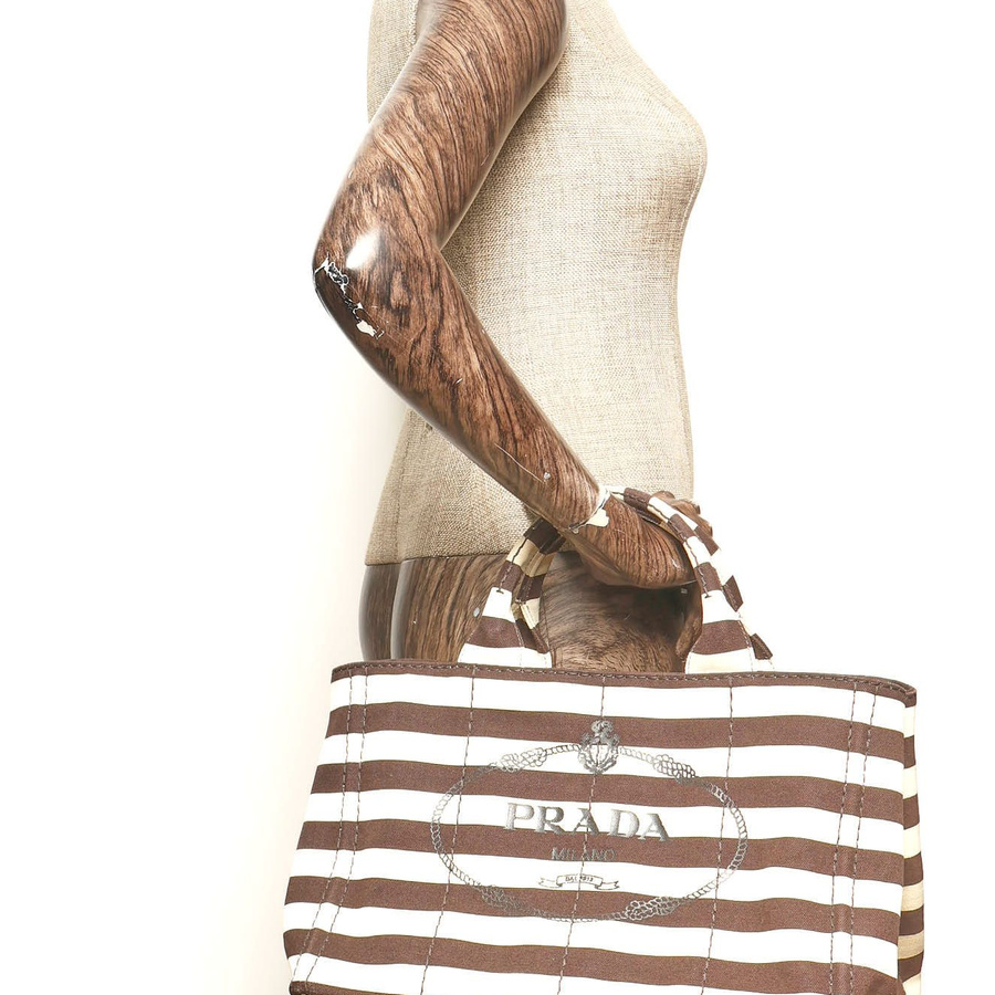 Prada Canapa Striped Tote Bag