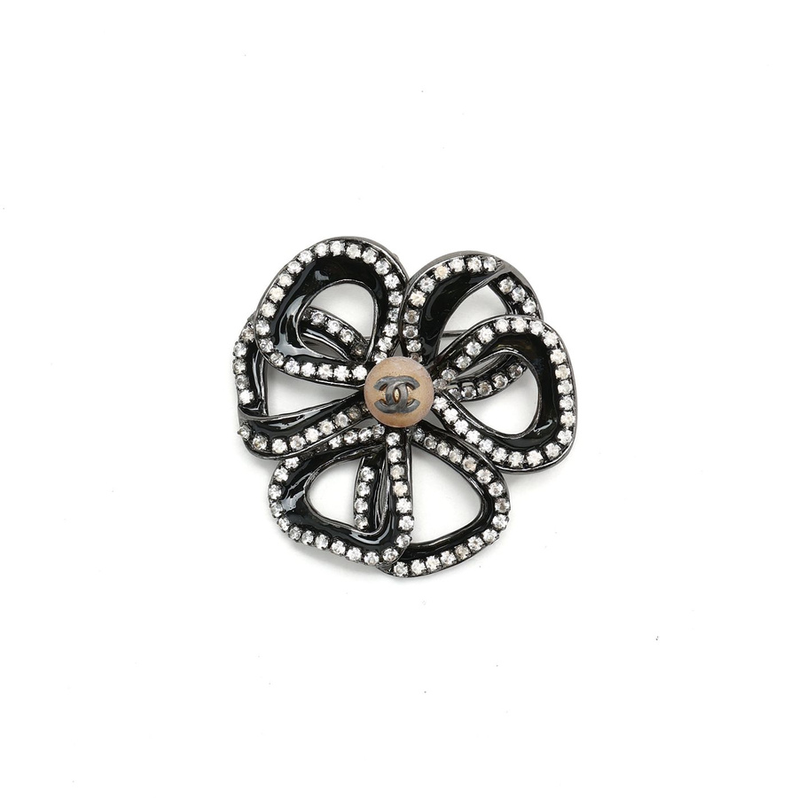 Chanel Camellia Coco Mark Rhinestone Brooch