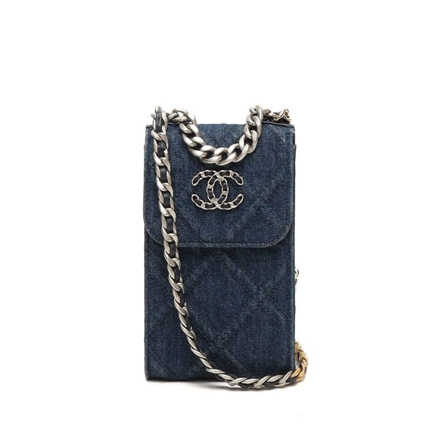 Chanel 19 Denim Phone Holder Crossbody Bag