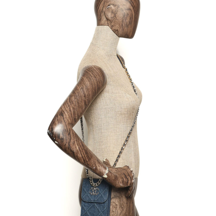 Chanel 19 Denim Phone Holder Crossbody Bag