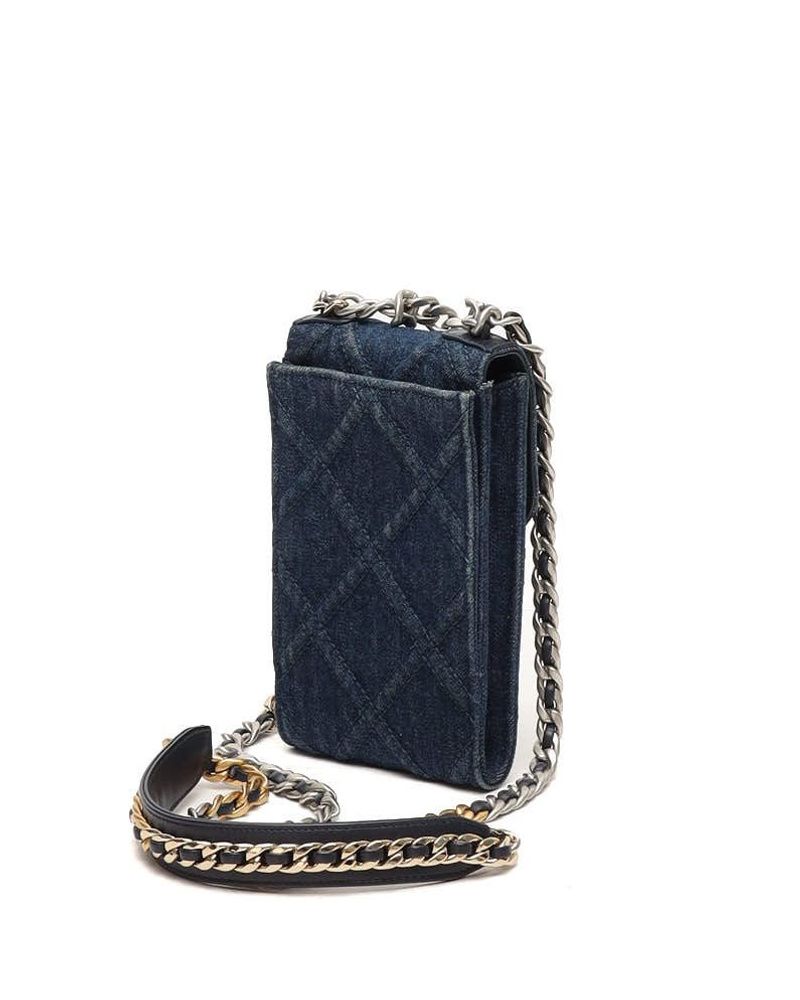 Chanel 19 Denim Phone Holder Crossbody Bag