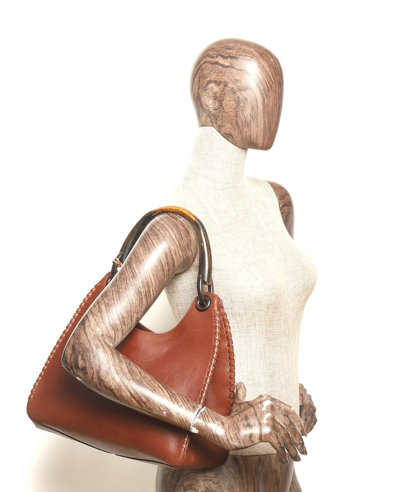 Gucci Leather Wood Hobo Bag