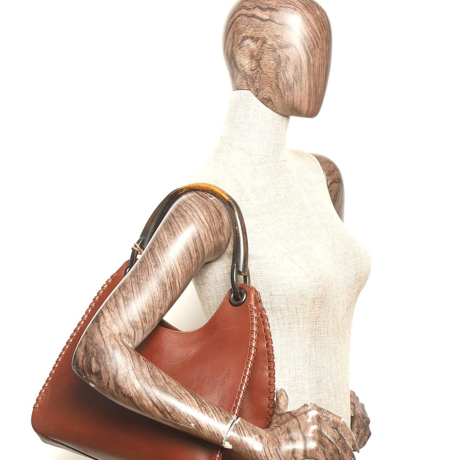 Gucci Leather Wood Hobo Bag