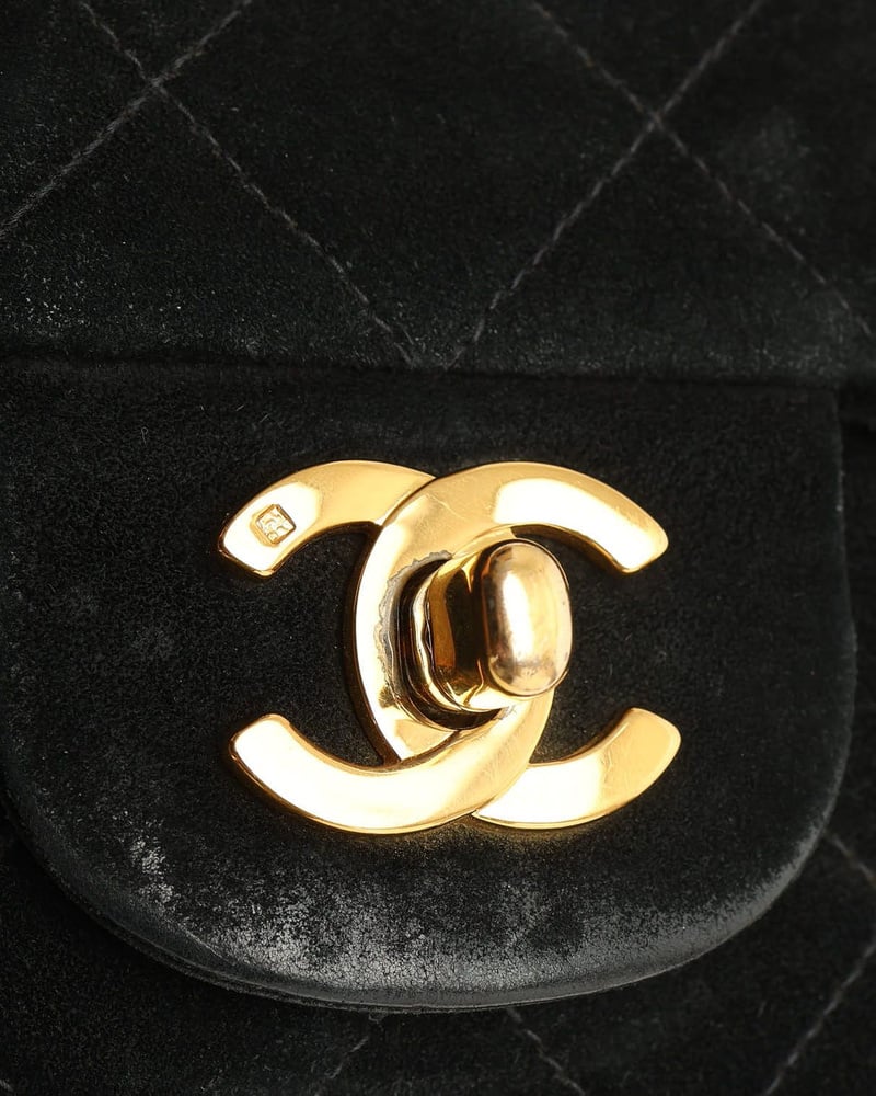 Chanel Classic Medium Suede Double Flap Bag