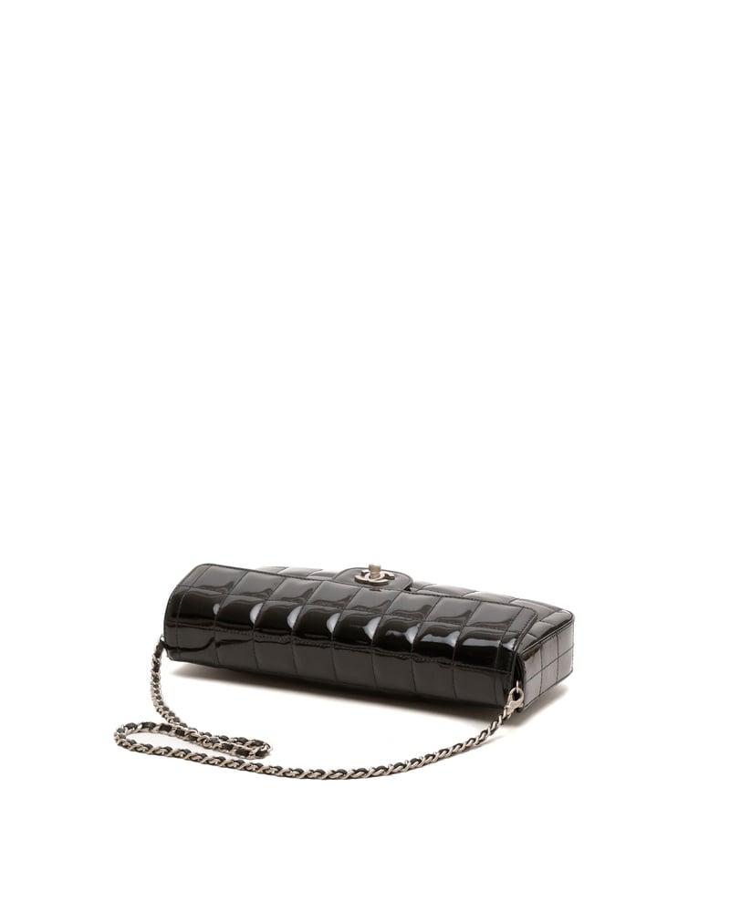 Chanel Patent East West Chocolate Bar Flap Bag