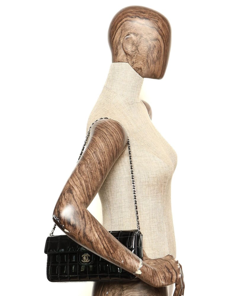 Chanel Patent East West Chocolate Bar Flap Bag
