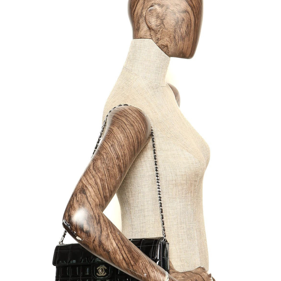 Chanel Patent East West Chocolate Bar Flap Bag