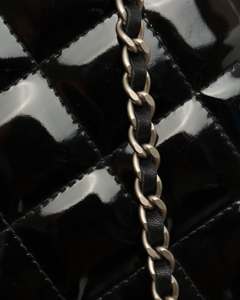 Chanel Patent East West Chocolate Bar Flap Bag