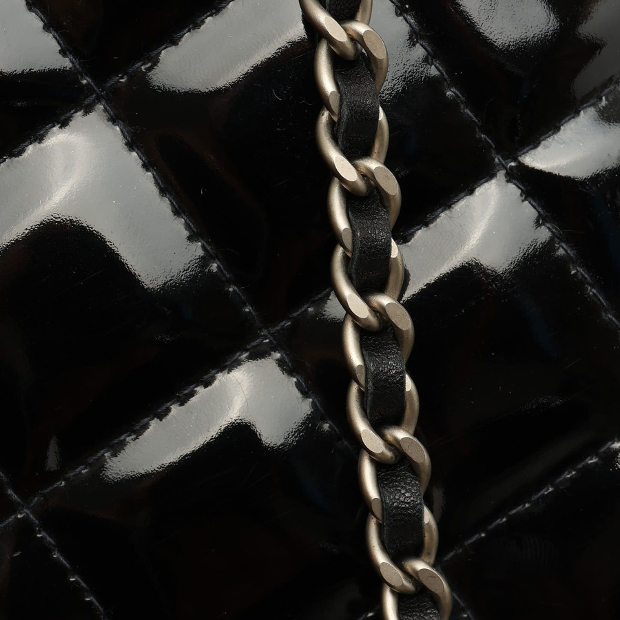Chanel Patent East West Chocolate Bar Flap Bag