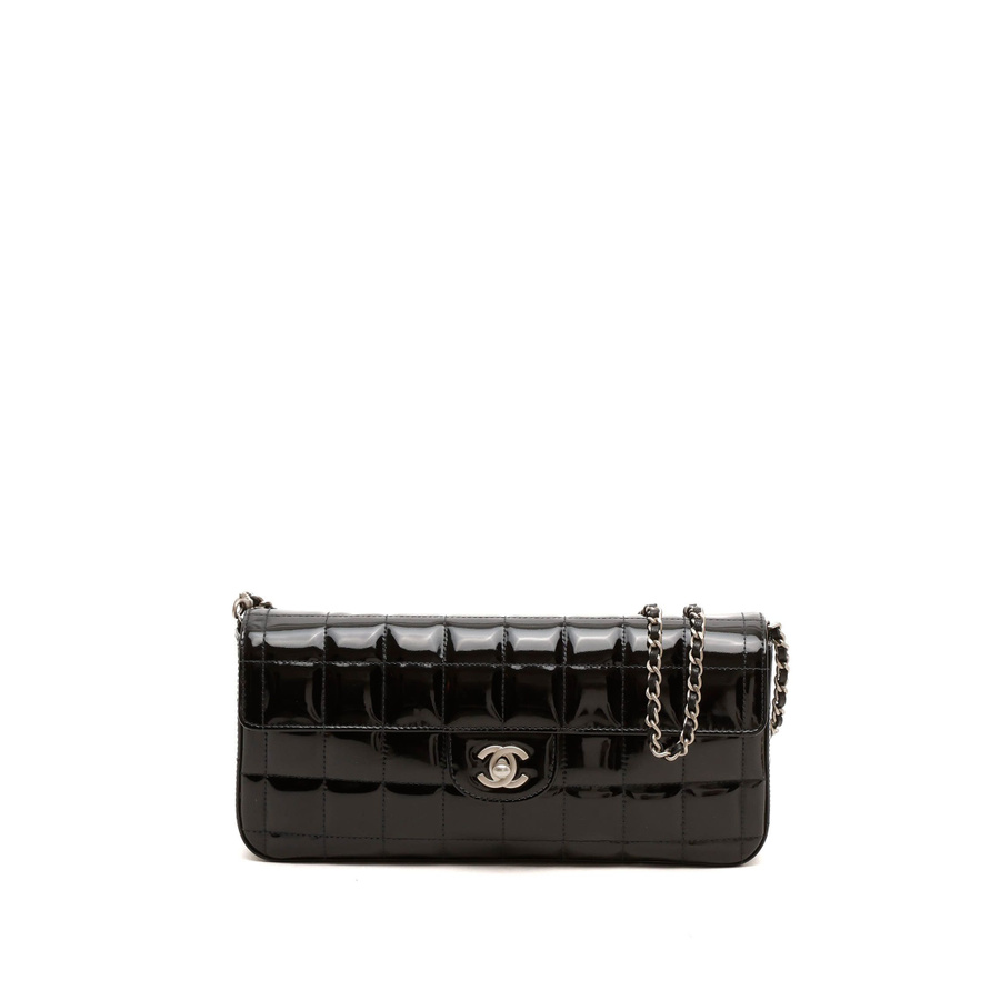 Chanel Patent East West Chocolate Bar Flap Bag