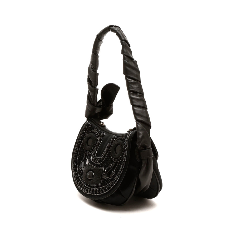 Céline Embellished Half Moon Satin Hobo Bag