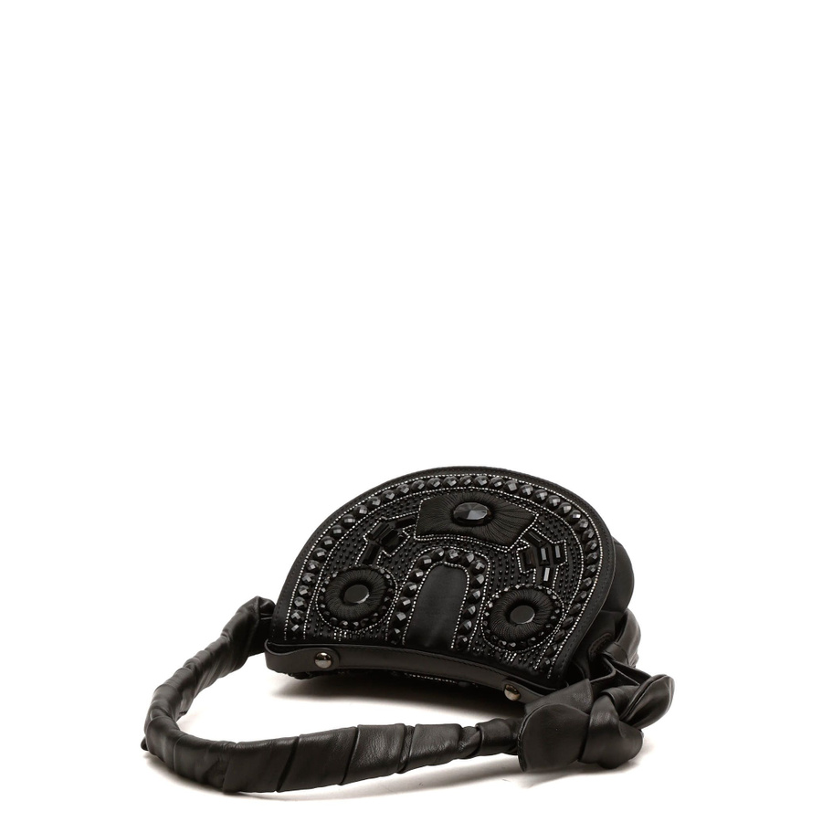 Céline Embellished Half Moon Satin Hobo Bag