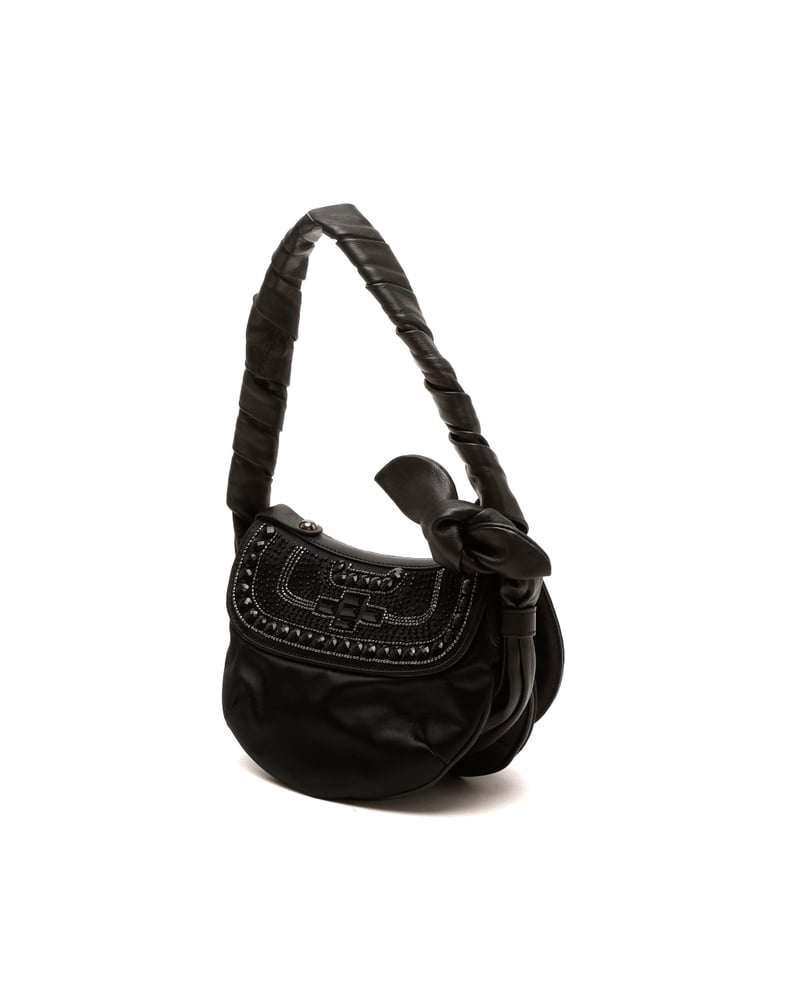 Céline Embellished Half Moon Satin Hobo Bag