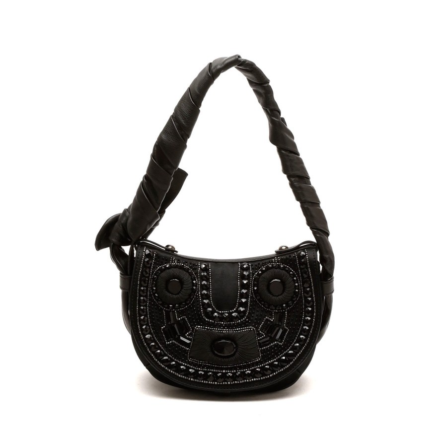 Céline Embellished Half Moon Satin Hobo Bag