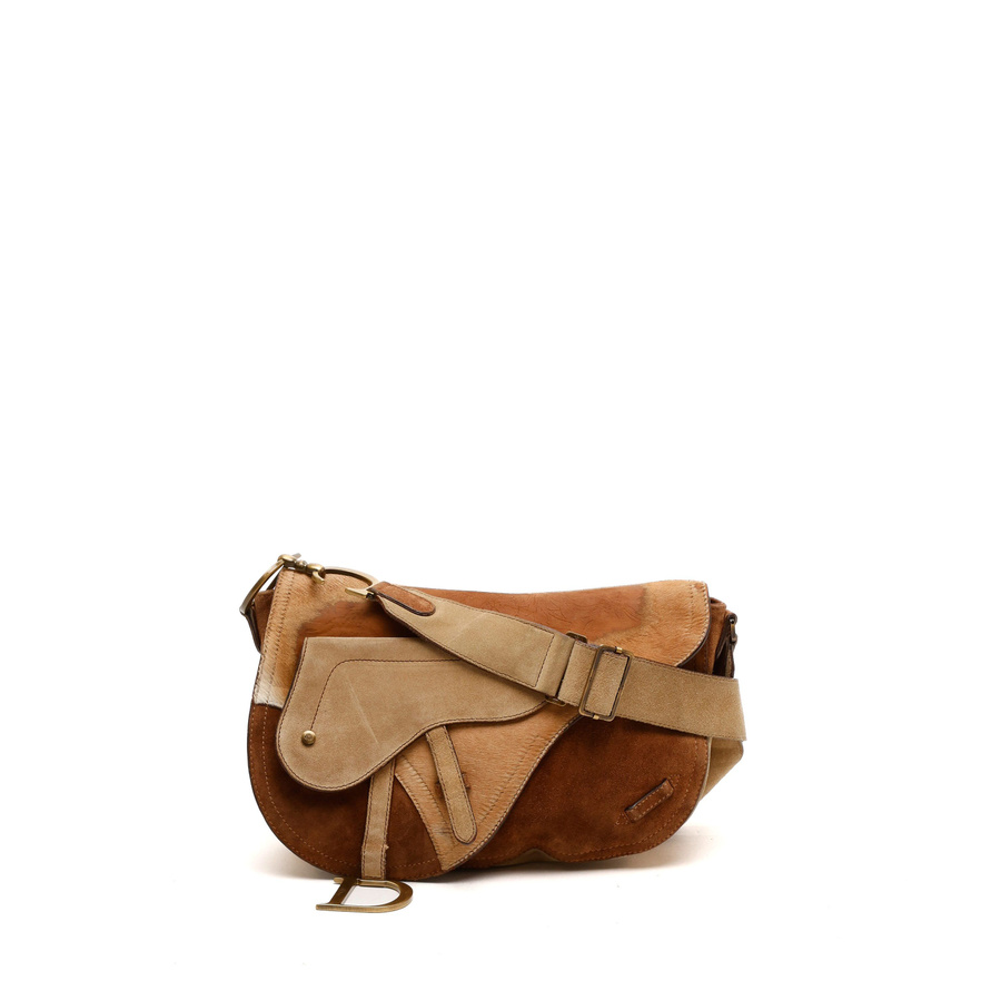 Christian Dior Suede Pony Hair Saddle Bag