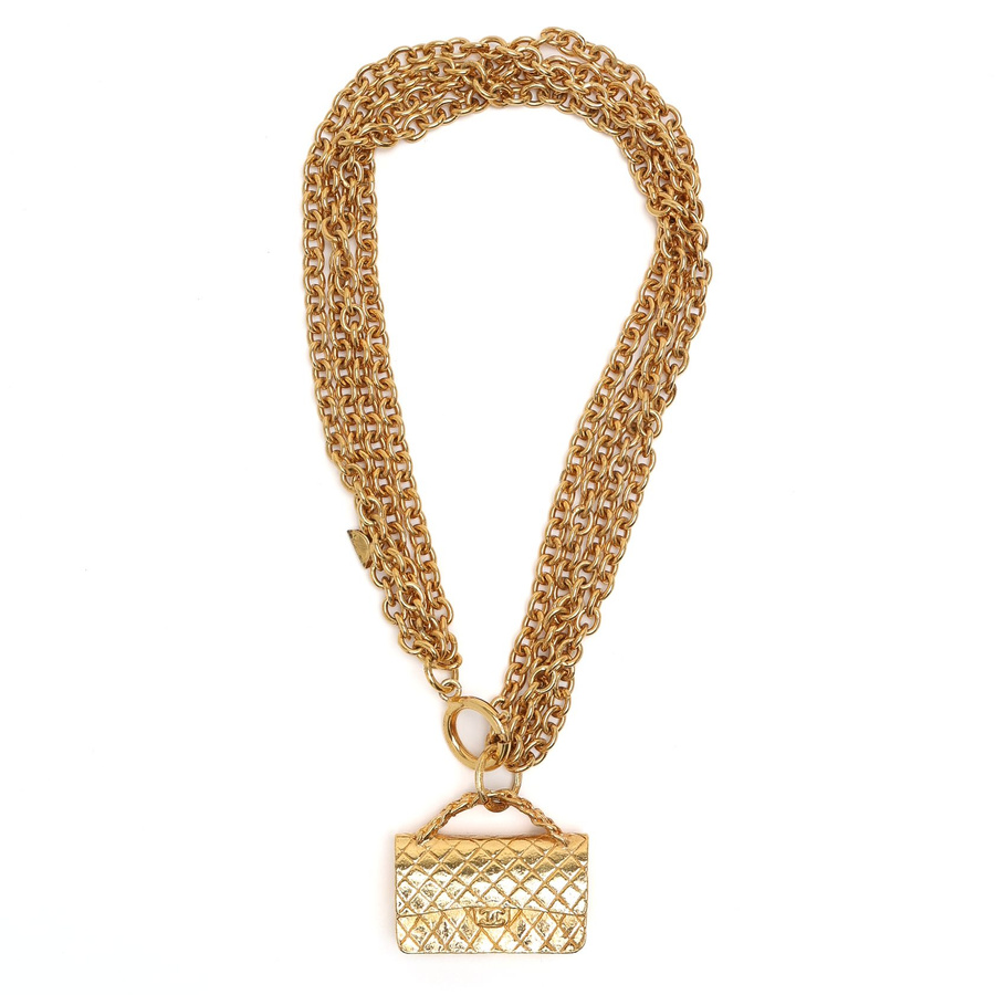 Chanel Multi Chain Flap Bag Charm Choker