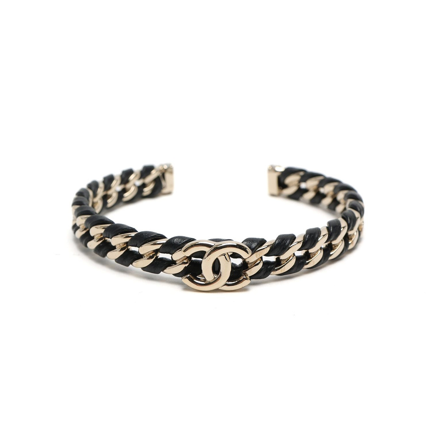 Chanel Coco Mark Leather Chain Bracelet