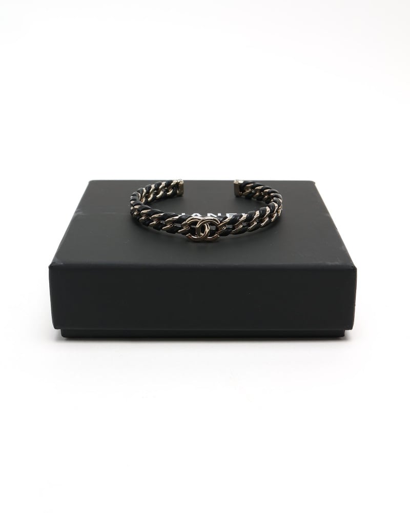 Chanel Coco Mark Leather Chain Bracelet