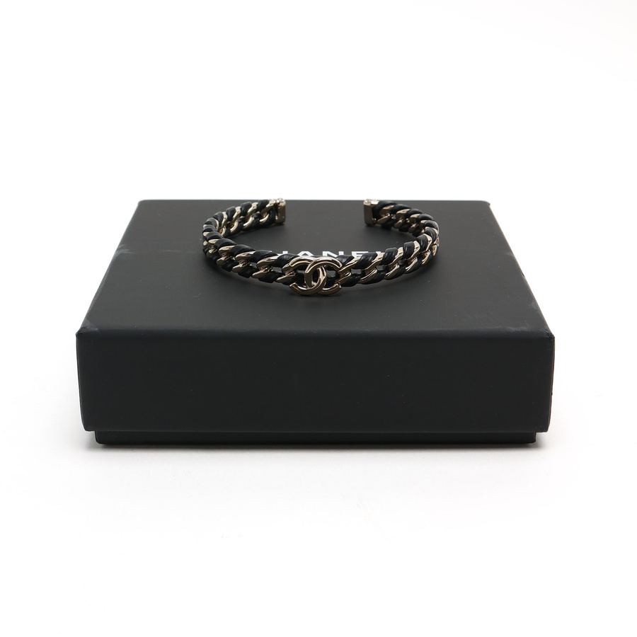 Chanel Coco Mark Leather Chain Bracelet