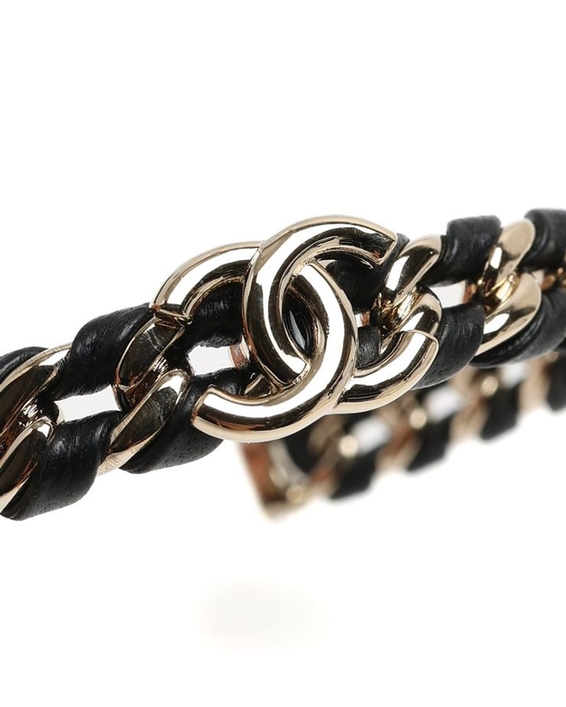 Chanel Coco Mark Leather Chain Bracelet