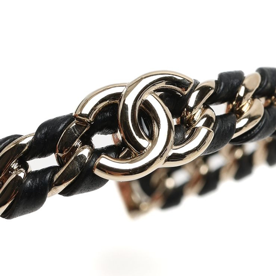 Chanel Coco Mark Leather Chain Bracelet