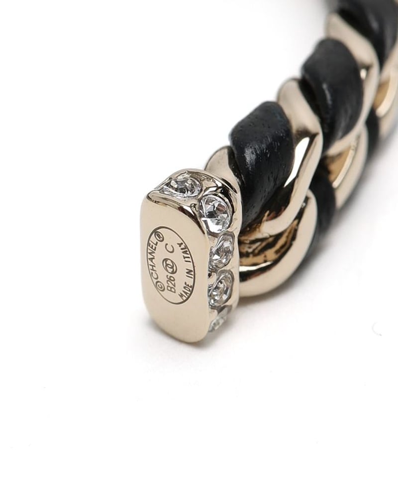 Chanel Coco Mark Leather Chain Bracelet