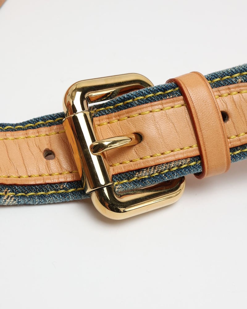 Louis Vuitton Monogram Denim Belt, Size 80