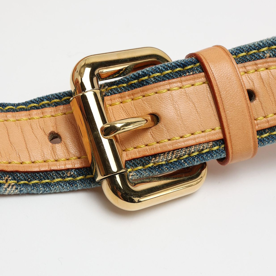 Louis Vuitton Monogram Denim Belt, Size 80