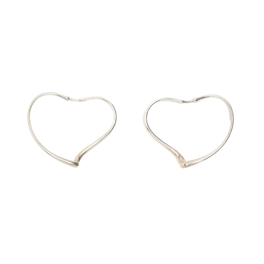 Tiffany & Co Elsa Peretti Open Heart Silver Hoop Earrings